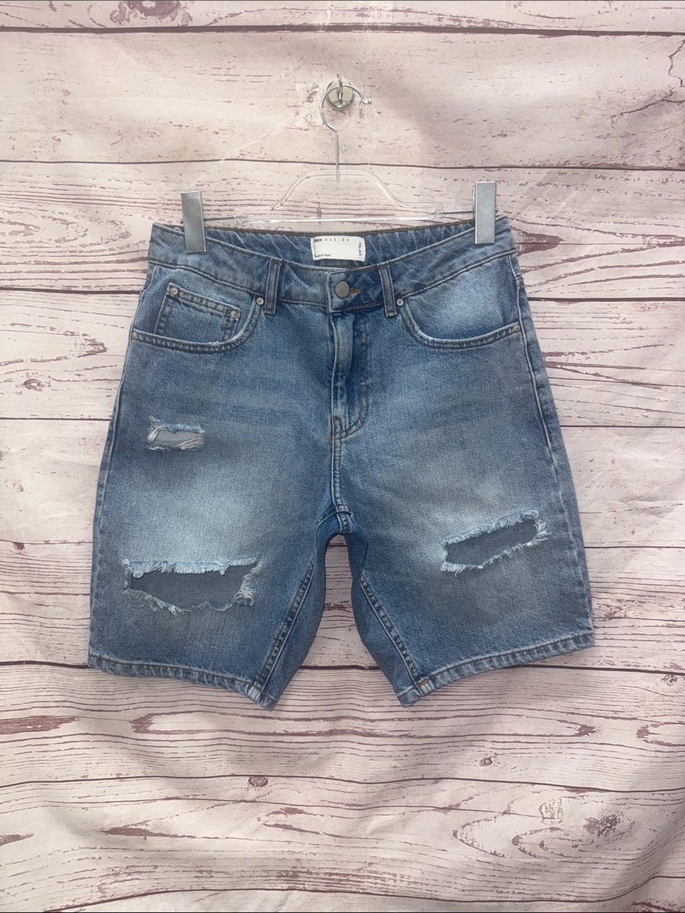 ASOS Woman’s Distressed Denim Shorts - Blue Size 30